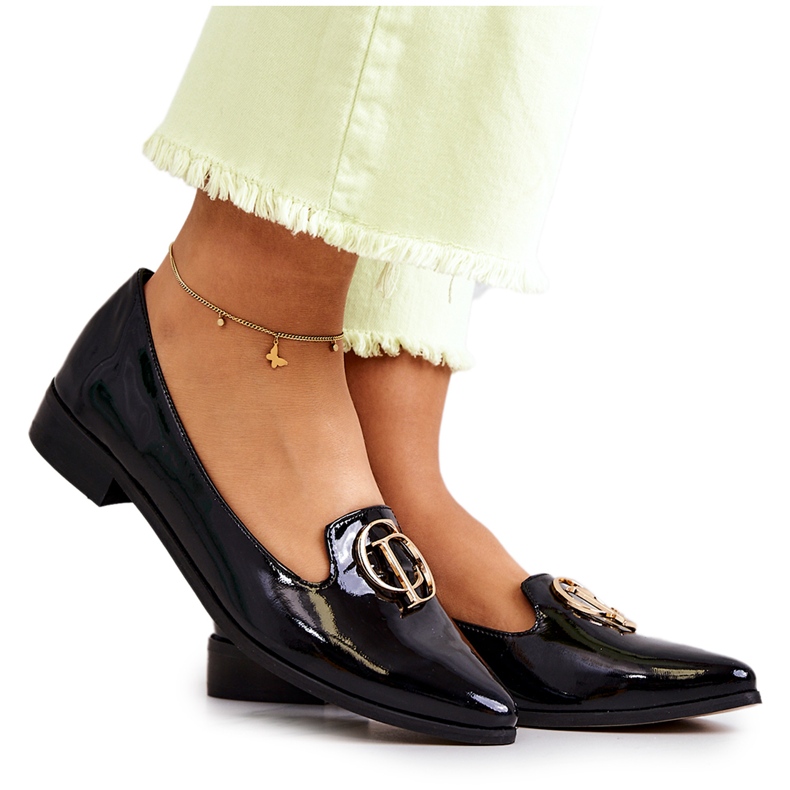 Mocassini da donna laccati Lordsy Nicole 2712/035 Nero