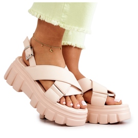 PE1 Sandali In Pelle Su Una Piattaforma Betti Beige Chiaro