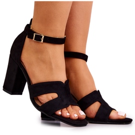Sandali con tacco neri in pelle scamosciata alla moda Aubrey nero
