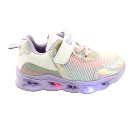 ADI scarpe sportive LED Glowing Velcro News 22DZ32-4837 lilla-bianco viola rosa argento