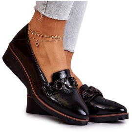 Vinceza Scarpe con zeppa in vernice nera Melodies nero
