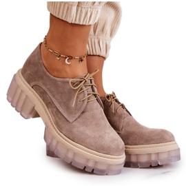 Mocassini alla moda in pelle scamosciata beige Lauriss