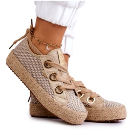 Sneakers Intrecciate da Donna Big Star JJ274392 Beige e Oro