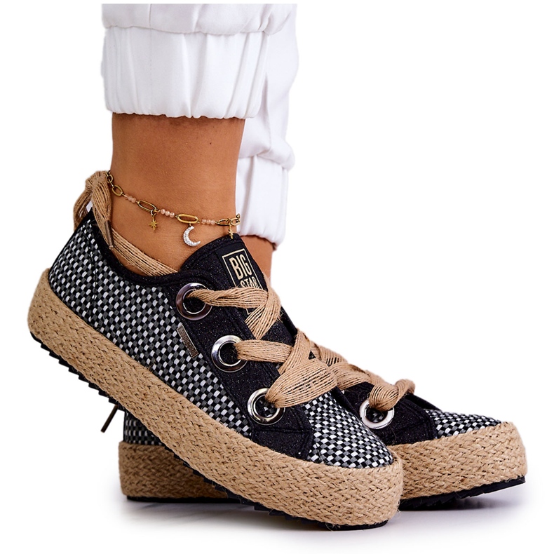 Sneakers Intrecciate da Donna Big Star JJ274393 Nere beige nero