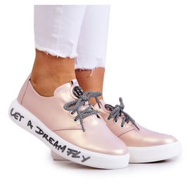S.Barski Sneakers Da Donna In Pelle Con Carrey Rosa Metallico beige
