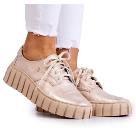 Lemar Brogue in pelle sulla piattaforma ipnotica beige-oro d'oro