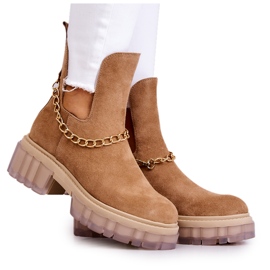 Stivaletti in pelle scamosciata alla moda con un taglio cammello Forget Me marrone