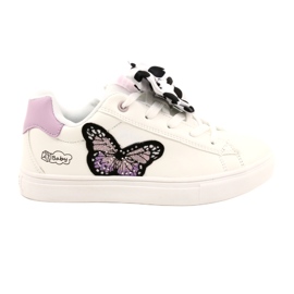 Sneakers sportive bianche con fiocco e farfalla American Club ES64 bianca
