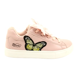 Girls 'Pink Sports Sneakers con arco e farfalla American Club ES64 rosa