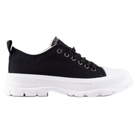 TRENDI Sneakers Nere Sulla Piattaforma Bianca nero