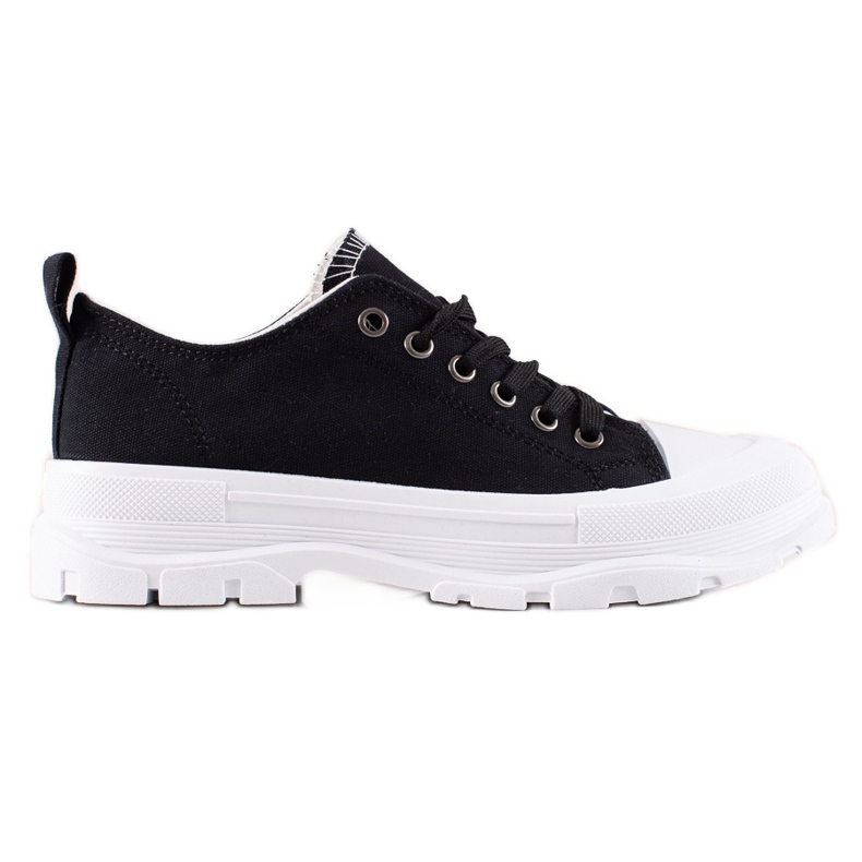 TRENDI Sneakers Nere Sulla Piattaforma Bianca nero