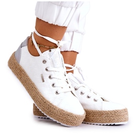 Espadrillas legate su una piattaforma intrecciata Big Star JJ274397 bianco