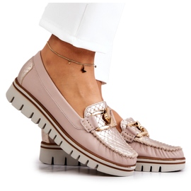 Lemar Mocassini da donna in pelle su piattaforma Venezia beige