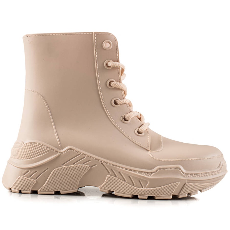 TRENDI Stivali di gomma con lacci beige