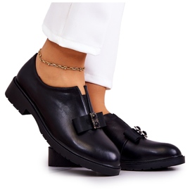 S.Barski Le scarpe brogue da donna si infilano con una decorazione Janelle nera nero