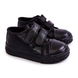 Sneakers da Bambino in Pelle Sneakers con Velcro Foster Nero