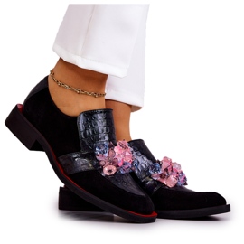 Scarpe Scamosciate Con Decorazione Davine Nera E Rossa nero