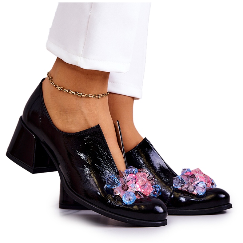 PA2 Scarpe In Pelle Liscia Con Decorazione Delaver Nera nero