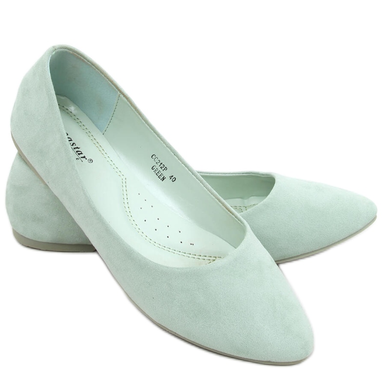 Ballerine Pari Green in suede liscio verde