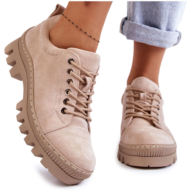 S.Barski Scarpe Scamosciate Da Donna Legate Beige Mayson