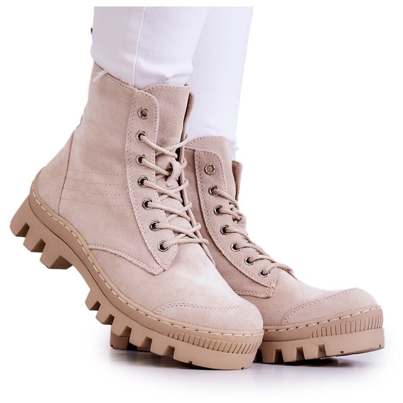 S.Barski Trapper stivali in camoscio con cuciture a strati grigio chiaro beige