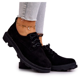 S.Barski Scarpe Oxford da donna in pelle scamosciata classiche nere Colton nero