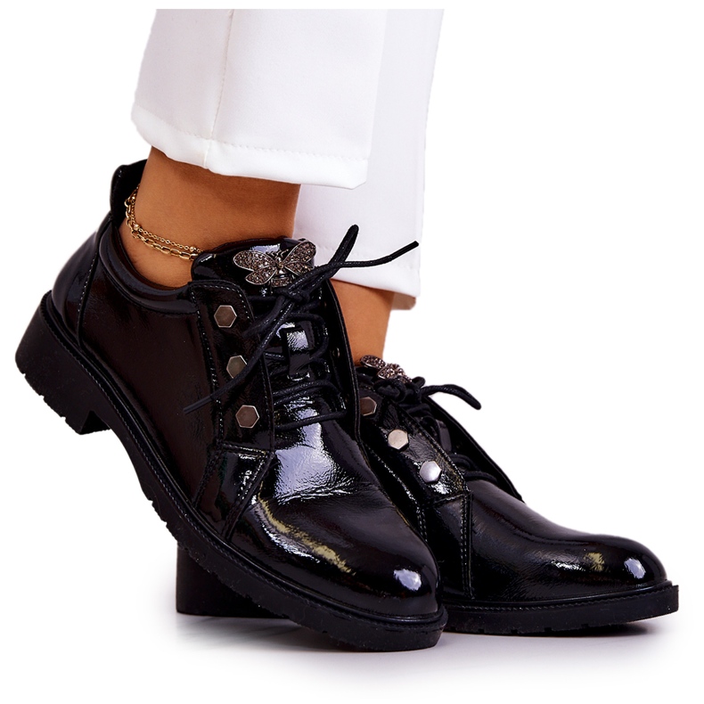 S.Barski Scarpe da donna laccate con decoro Black Harvey nero
