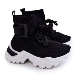 FR1 Scarpe Sportive Bambini Calzino Alto Nero Nickie