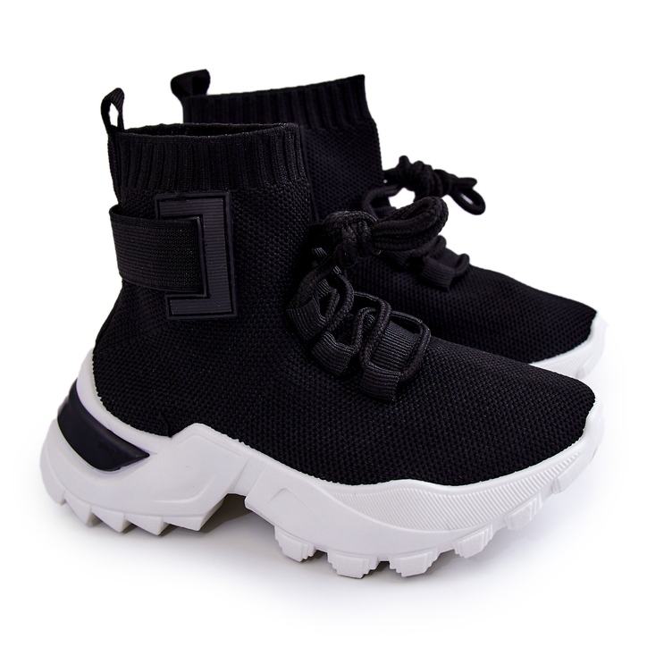 FR1 Scarpe Sportive Bambini Calzino Alto Nero Nickie