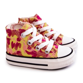 Sneakers alte per bambini con cerniera Filemon rosa-gialla