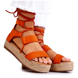 FW1 Sandali da donna legati sulla piattaforma arancione Amrillo arancia