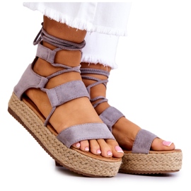 FW1 Sandali da donna legati sulla piattaforma grigia Amrillo grigio