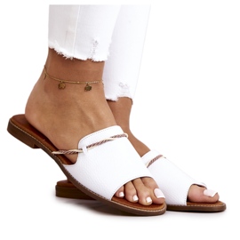 Pantofole Pelle Lewski Shoes 3047 Bianco