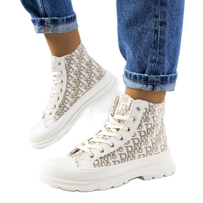 Sneakers beige, scarpe da donna, Chester