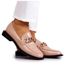 Vinceza Mocassini Mocassini In Pelle Con Catena Killen Beige d'oro