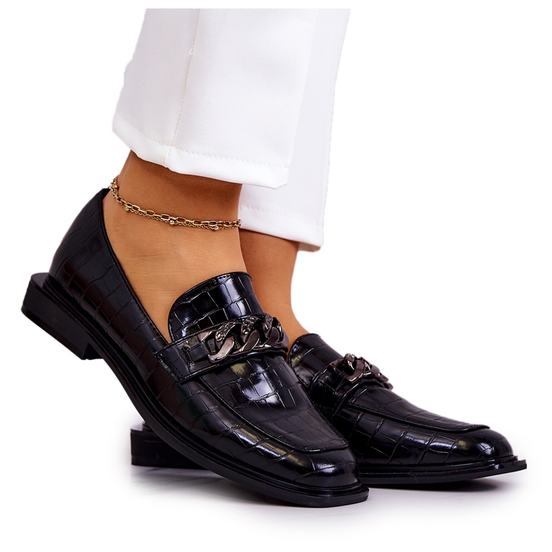 Vinceza Mocassini Mocassini In Pelle Con Catena Killen Nera nero