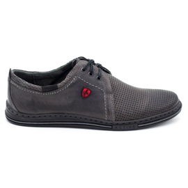 Polbut Scarpe da uomo in pelle 343p grigio perforato