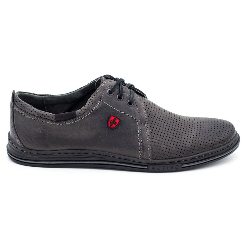 Polbut Scarpe da uomo in pelle 343p grigio perforato
