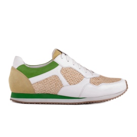 Marco Shoes Sneakers con elementi di rafia e pelle fiore bianco