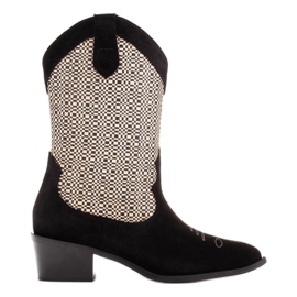 Marco Shoes Stivali da cowboy in combinazione con pelle scamosciata e tessuto nero