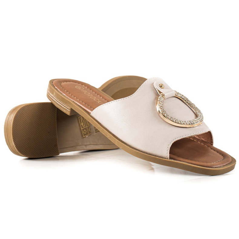 W. Potocki Pantofole Beige Con Ornamento Potocki