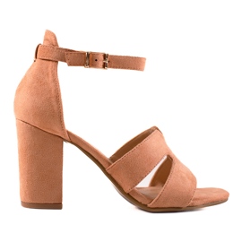 Evento Sandali con tacco alto in camoscio beige marrone