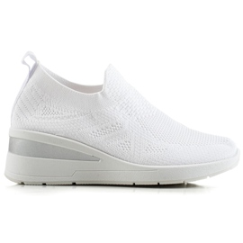 TRENDI Sneakers slip-on con zeppa bianca