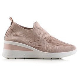 TRENDI Sneakers slip-on con zeppa rosa
