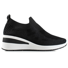 TRENDI Sneakers slip-on con zeppa nero