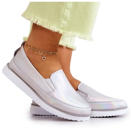 Sneakers da Donna in Pelle Slip-On S.Barski Holographic Silver d'argento