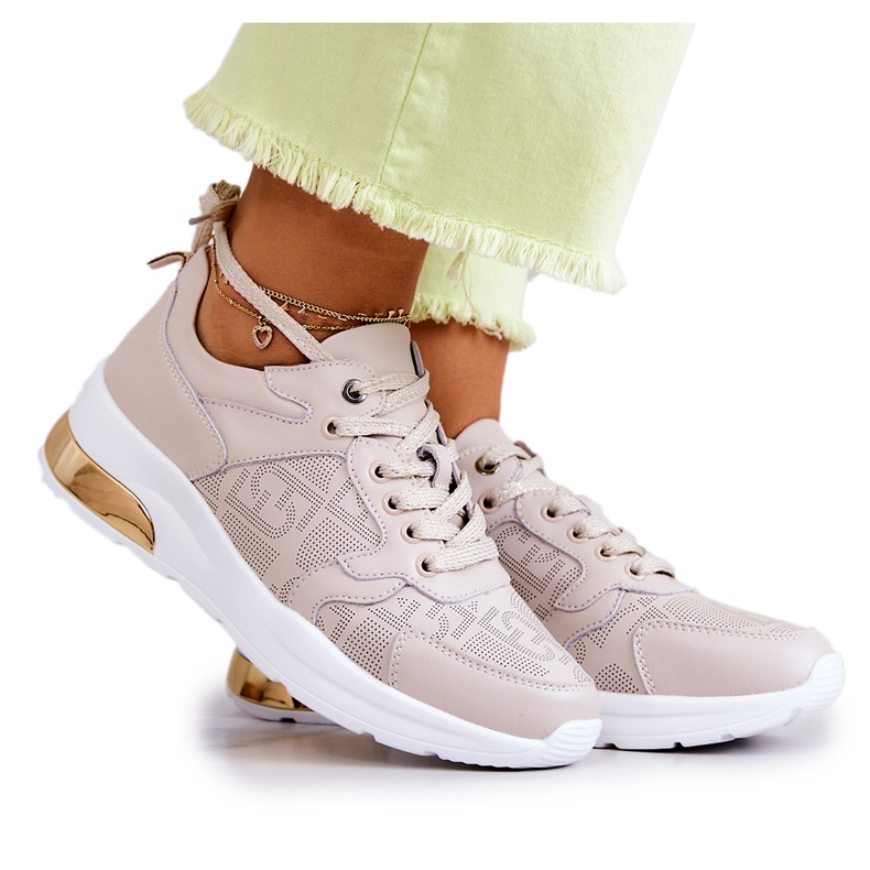 S.Barski Sneakers Zeppa da Donna in Pelle Beige Phiness