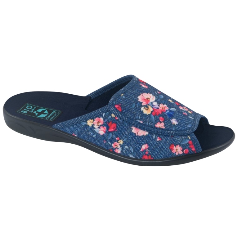 Ciabatte da donna Con fiori Adanex 27116 blu