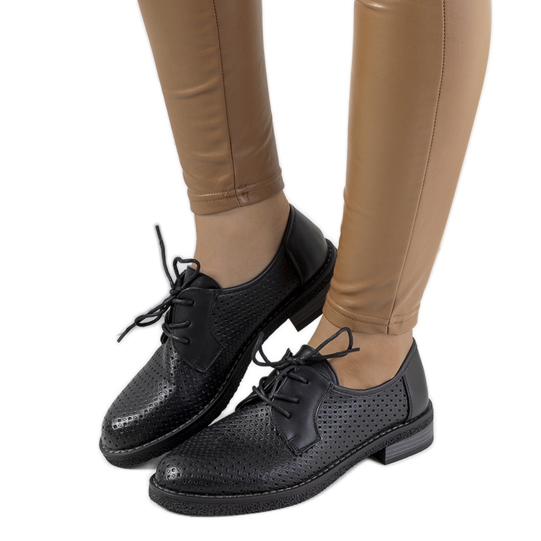 Scarpa oxford traforata Ortensia nera nero