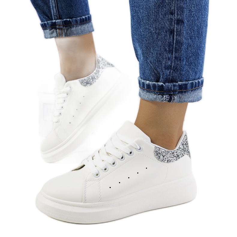 Sneakers bianche da donna Gallo bianca d'argento
